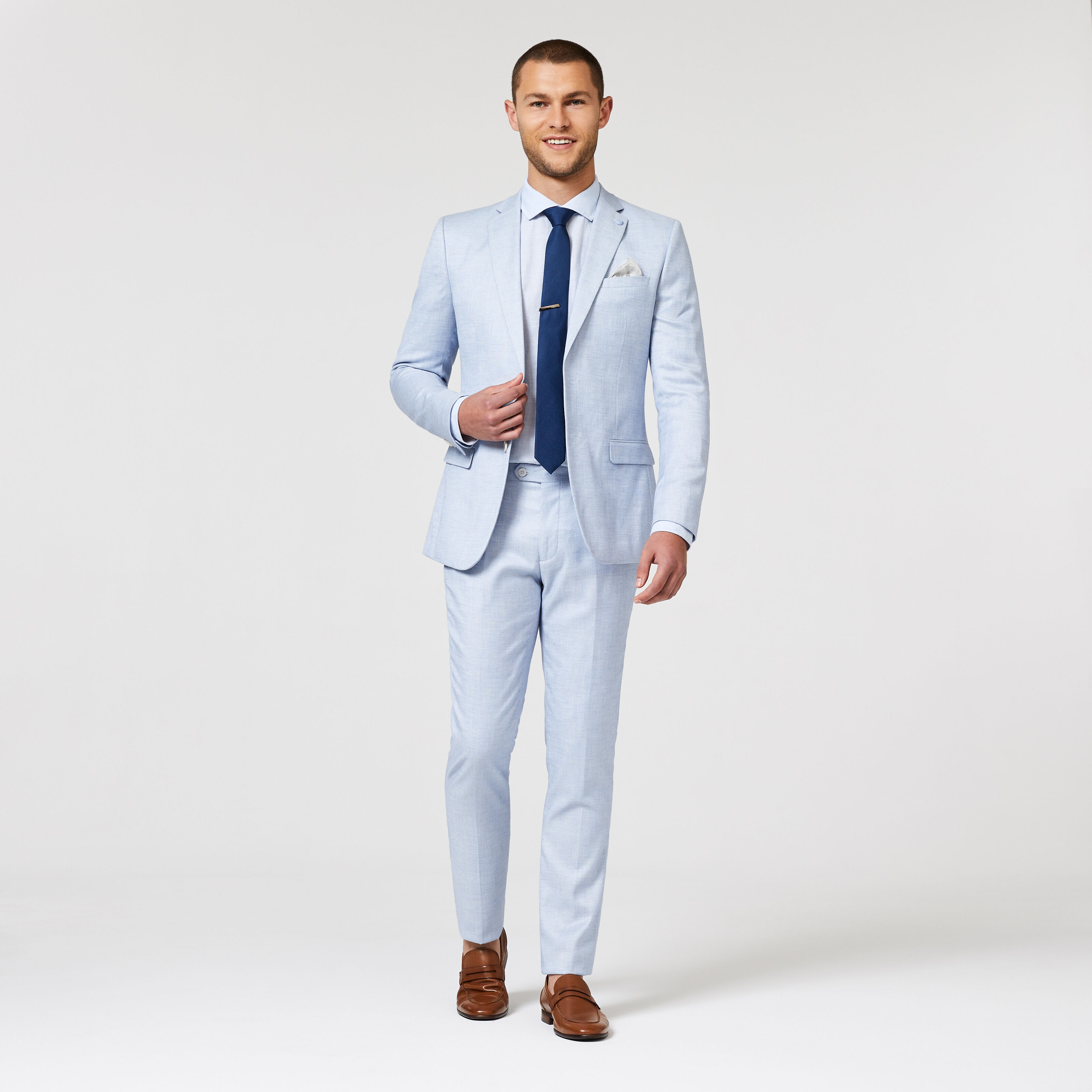 Slim Stretch Textured Tailored Jacket Blue Suit Jackets Politix